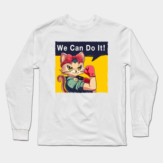 Rosie The Riveter - Cat Long Sleeve T-Shirt by CreativeSage